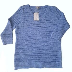 Dana Buchman V-Neck Sweater in Soft Blue